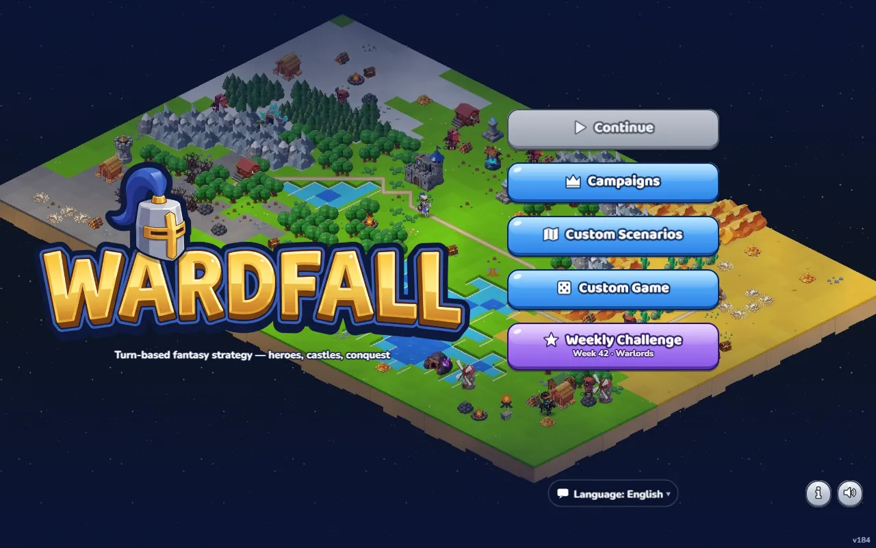 The Wardfall main menu over a floating island